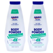 Ammens Shower Fresh Body Powder by Ammens for Unisex - 11 oz Powder - Pack of 2