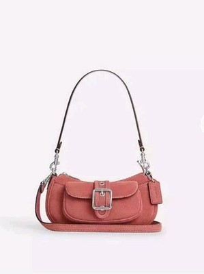 NWT Coach Ashton Pink Mini Suede Shoulder Bag Silver Hardware
