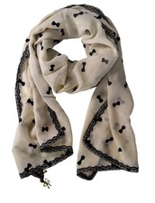 Tan Bow Vintage Nautical Anchor Print Multi-color Scarf