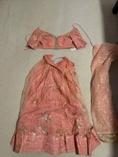 Peach Embroidered Net Lehenga