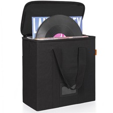 Vinyl Record Storage Box with Lid and Handle LP Album Case Holds 50 Records