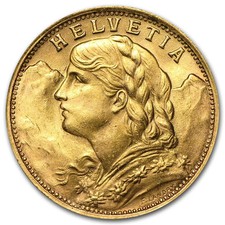Gold World Franc 20 Swiss - 0.1867 oz 4863.85 per troy oz