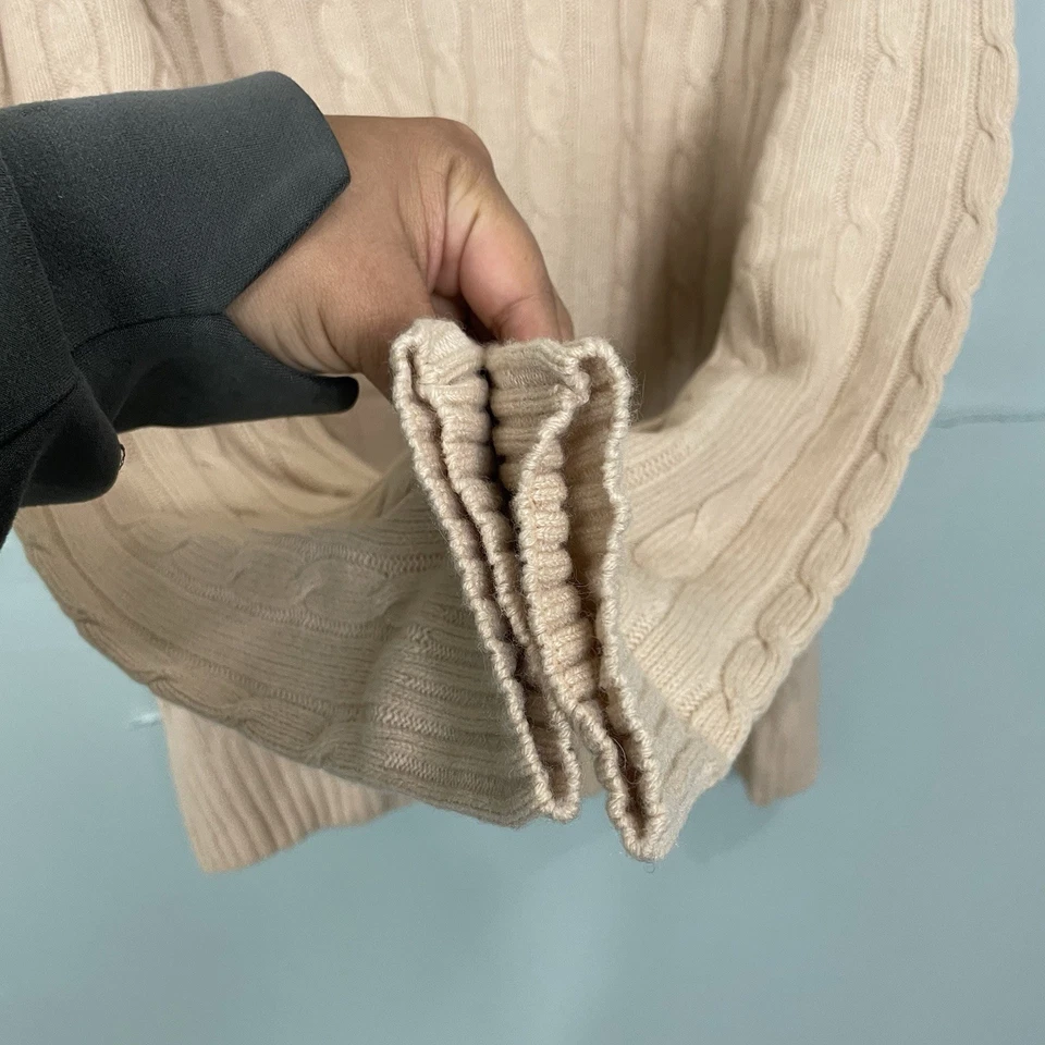 IKE BEHAR New York Cable Knit Pullover Cashmere Sweater Men’s XL Cream Crew - Image 4 of 4