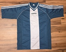 VTG 90s Adidas GERMAN Away  Green 3 Stripes V-Neck Soccer Training Jersey Korea 