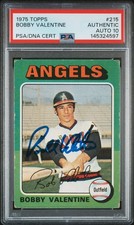 1975 TOPPS #215 BOBBY VALENTINE PSA AUTHENTIC AUTO 10