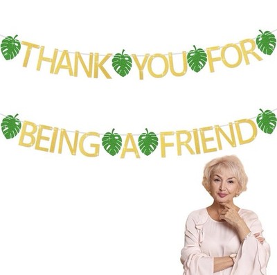 TaoBary Thank You For Being a Friend Party Banner Birthday Yellow Green Paper
