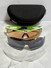 Tifosi Optics "Logic" Pearl White/Green Wrap Sport Sunglasses W/ 3 Lenses Case
