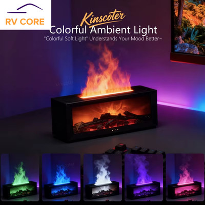 Creative Fireplace Aroma Diffuser   Simulated Flame Humidifier with Essential Oi