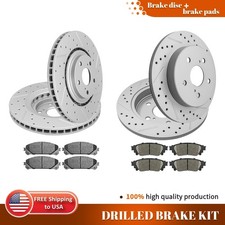 For Lexus NX200t NX300h NX300 Front & Rear Drilled Rotors + Brake Ceramic Pads