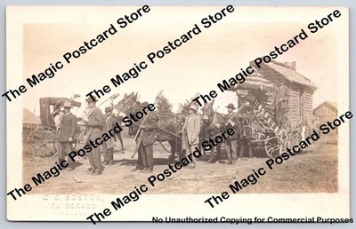 Sod House Parade Float in El Dorado Kansas RPPC Antique CO Boston Real Photo 10s