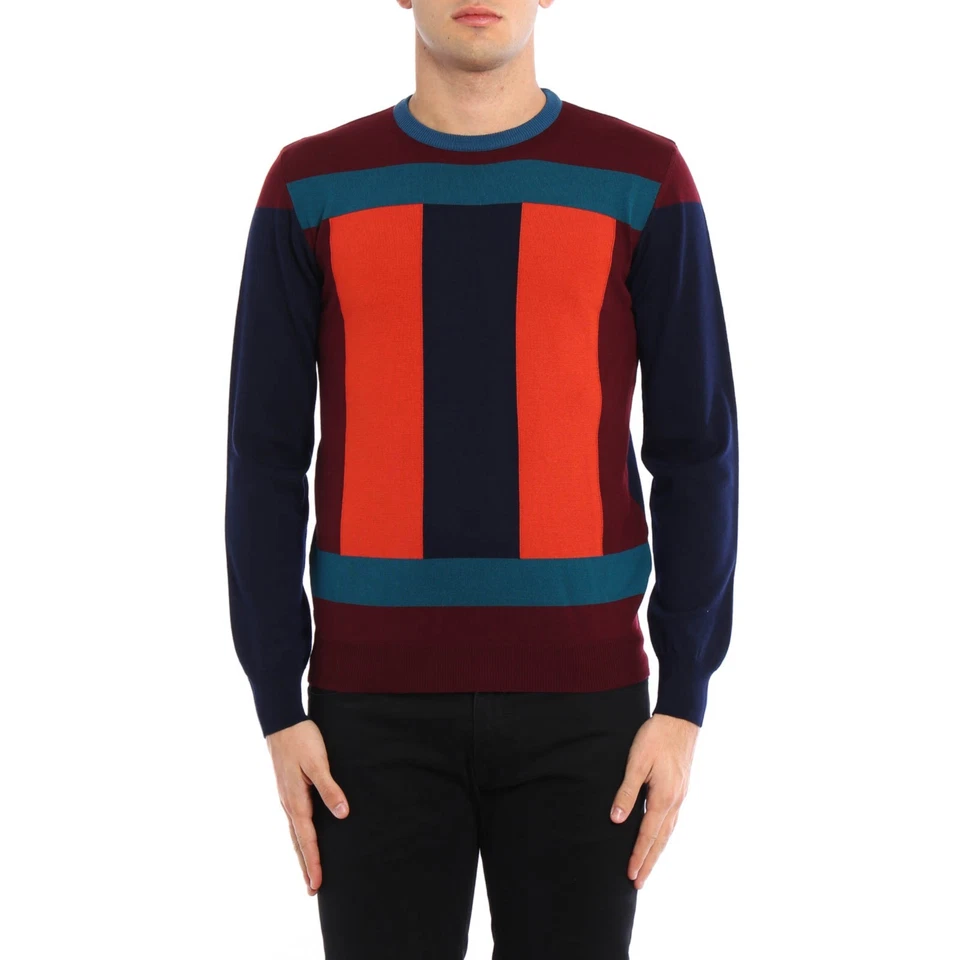 Raro Suéter Salvatore Ferragamo Italiano Bloque de Color Lana Virgen Para Mujer Talla L Foto 2 de 4