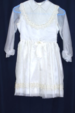    L  Enfant Sheer ivory Girls Dress size 10 lined appliques vintage party formal