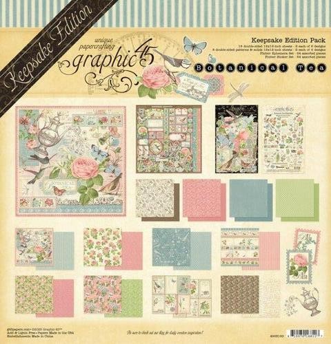GRAPHIC "BOTANICAL TEA"12X12 KEEPSAKE EDITION FLOWERS BIRDS SCRAPJACK'S PLACE - Picture 1 of 15
