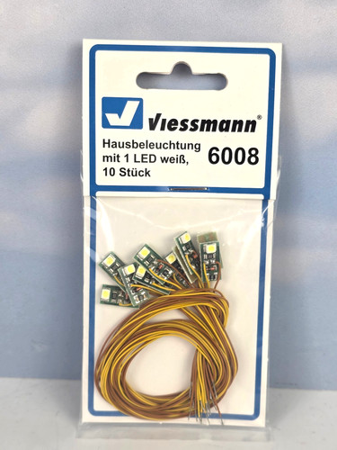 (8567) Viessmann H0 6008 Iluminación Hogar con 1 LED Blanco, 10 Piezas Nuevo y EMBALAJE ORIGINAL | Condition: Neu