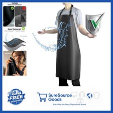 Waterproof Apron Heavy Duty Adjustable Bib for Men Women Dishwashing Black
