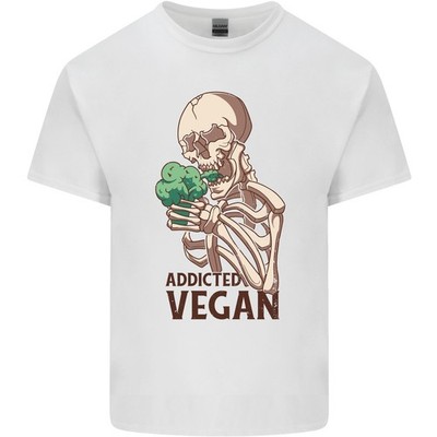 Addicted Vegan Skeleton Eating Vegetables Kinder T-Shirt Gildan 64000b