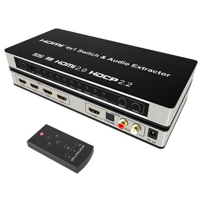 HDMI Audio Extractor Splitter,HDMI Switch 4 in 1 Out,4K 60Hz 5.1/2.0CH ARC/eA...