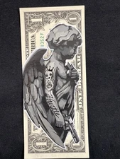Gangster Angel 1 Dollar US Blood Money Original painting Graffiti Art Tattoo Art