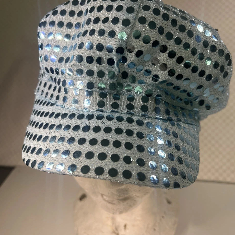 Adulto Años 70 Lentejuelas Plateadas Disco Sombrero Vestido Elegante Disfraz Fiesta de Gallina Accesorio Foto 3 de 4