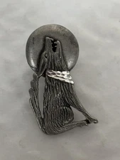 Vintage Howling Wolf Button Cover 1 Piece Silver Tone