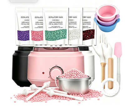 Wax Heater Warmer Hair Removal 500G Beans Depilatory Waxing Kit Extra Gel Pot