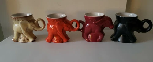 Lot of 4 Frankoma Political mugs Nixon/Agnew 1969 & 1973 Elephant 1971 & 1984