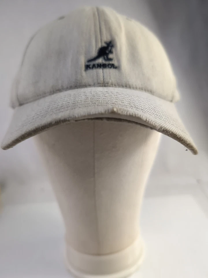 Gorra de béisbol vintage de los 90 Kangol para adultos, denim, blanca, grande/XL, tiene desgaste Foto 2 de 4