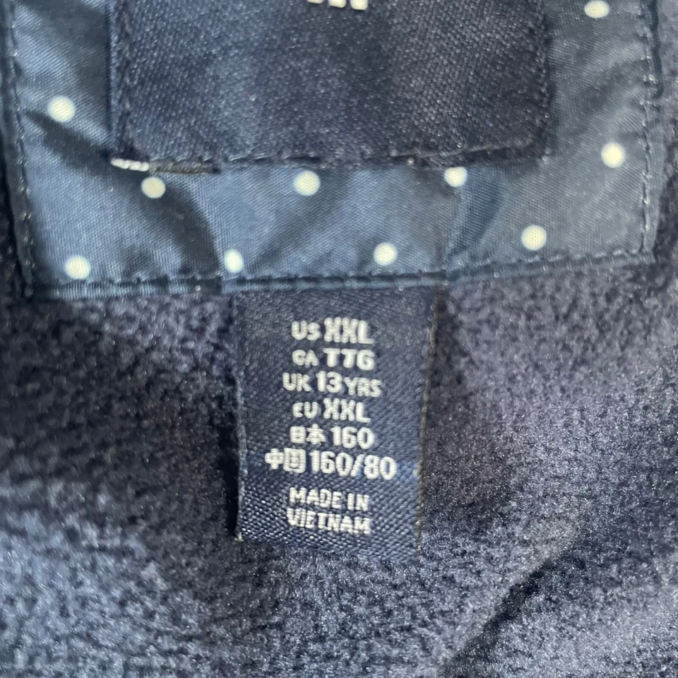 GapKids Polka Dot Puffer Jacket Faux Fur Hood Navy Blue Size XXL Gorpcore Winter - Image 3 of 4