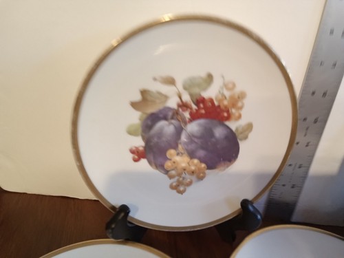 Bavaria Schumann Arzberg Germany 7 1/2" Fruit Plates Gold Rimmed Set of 6 - Picture 8 of 10