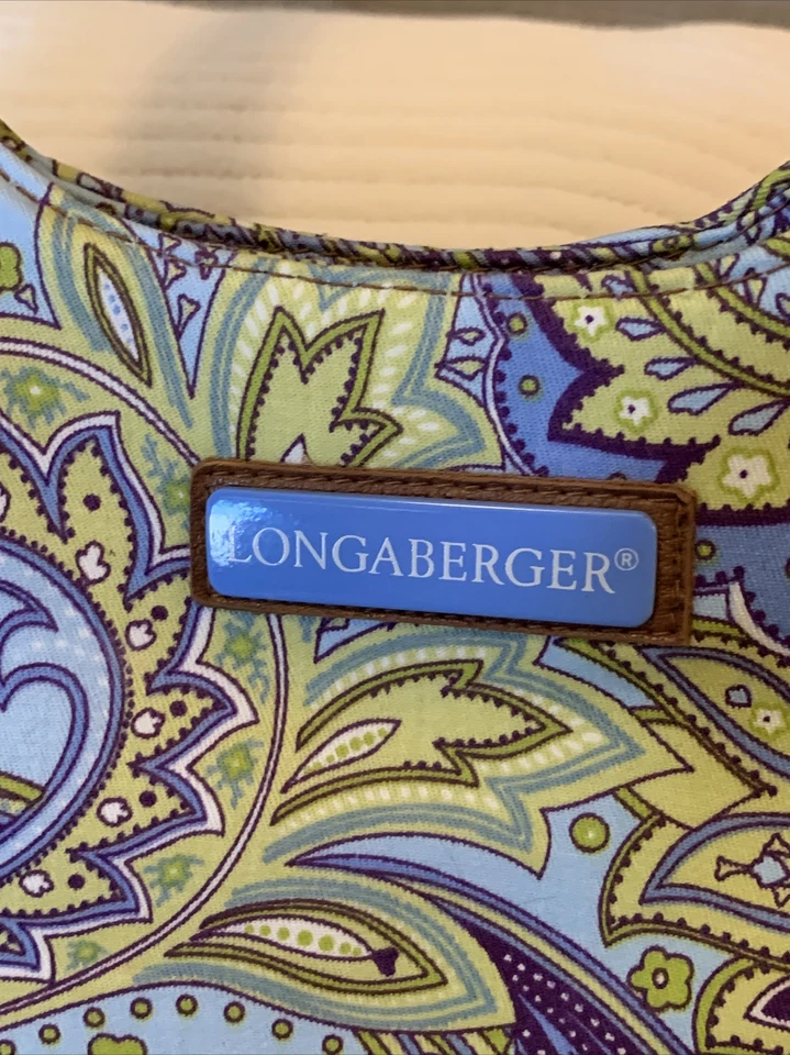 :Bolso/cartera de hombro pequeño Longaberger. Estampado de cachemira azul y verde Foto 2 de 4
