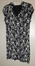 J Crew Sz MEDIUM Floral Print Dress ruffle collar lightweight  cap sleeve