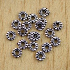 100pcs Tibetan Silver Flat Daisy Beads / Spacers h0726