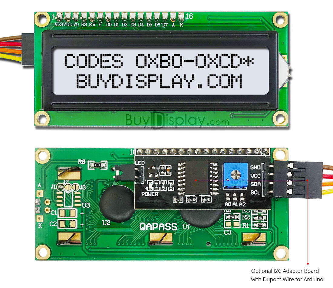 I2c Adapter For LCD 1602 16x2 Character LCD Display Module – Yellow ...