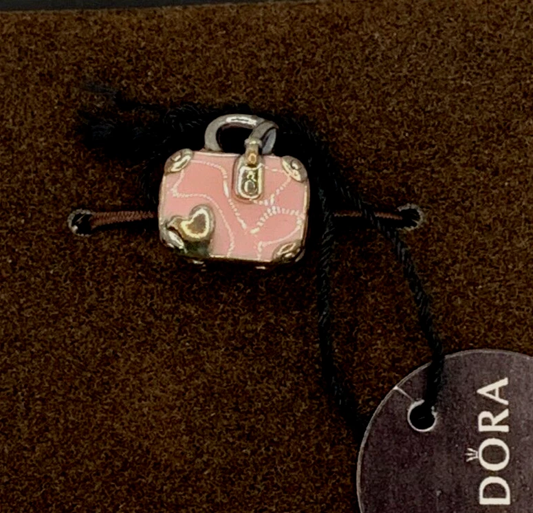 Authentic Pandora Pink Travel Bag Charm Sterling Silver charm