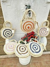 Borsa borsetta paglia estiva rotonda tracolla semplice a mano vimini vintage