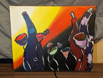 Tipsy 16'' Length by 20'' Width Hand Painted Canvas