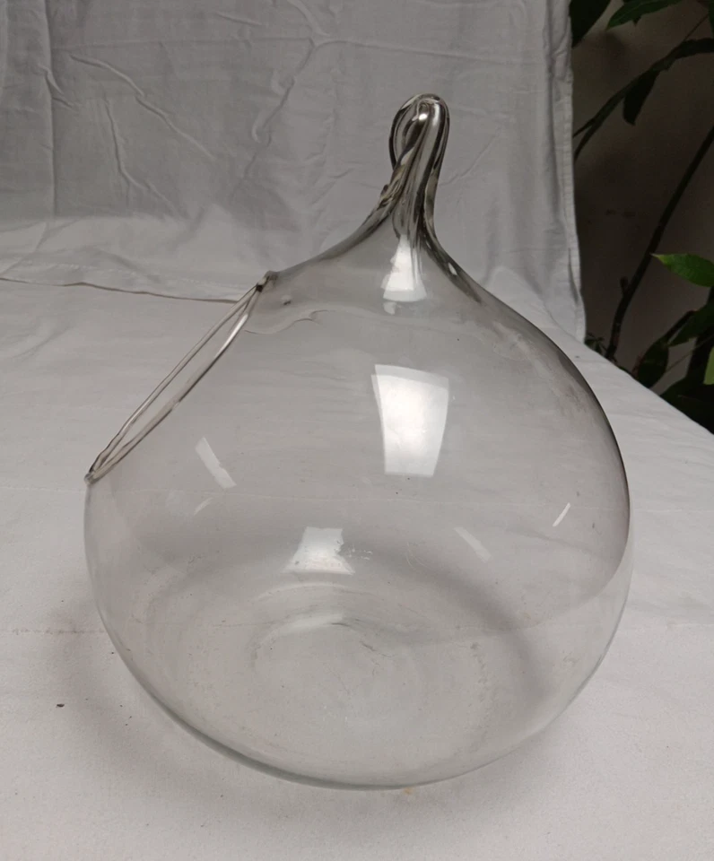 Clear Glass Apple Shaped Planter Terrarium Jar Lantern Hand Blown VTG Spain - Image 3 of 4