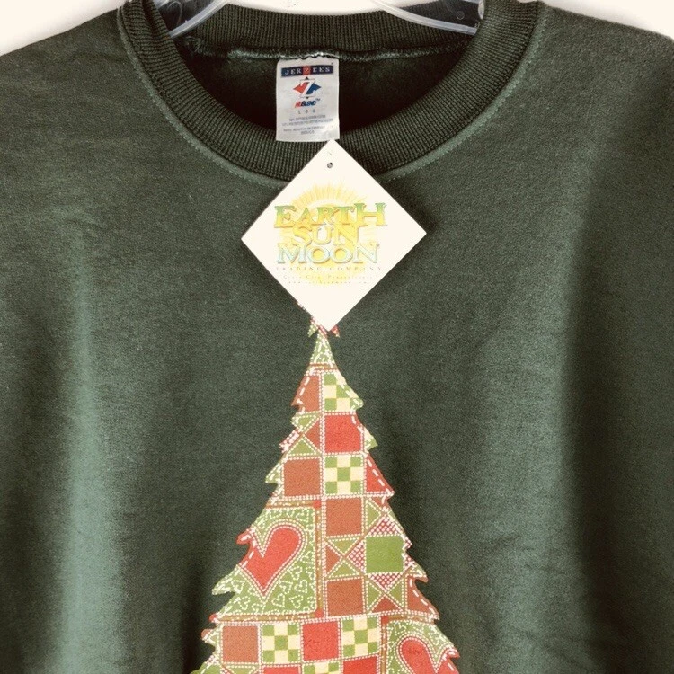 Sweatshirt Christmas Quilt Quilting Merry Quiltmas Jerzees Size Large Green NWT