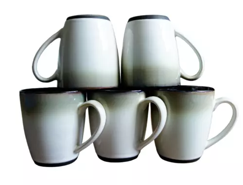 Sango Nova Black Coffee Mugs Tea Coffee Cups 4" Drip Glaze 4932 Set of 5