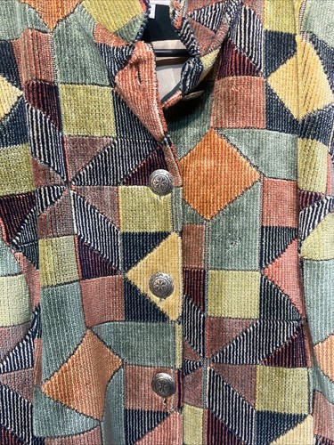 Wraps Collection Jacket 82%Viscose Size M Patch Design Multicolor USA Made Coat - Picture 7 of 17