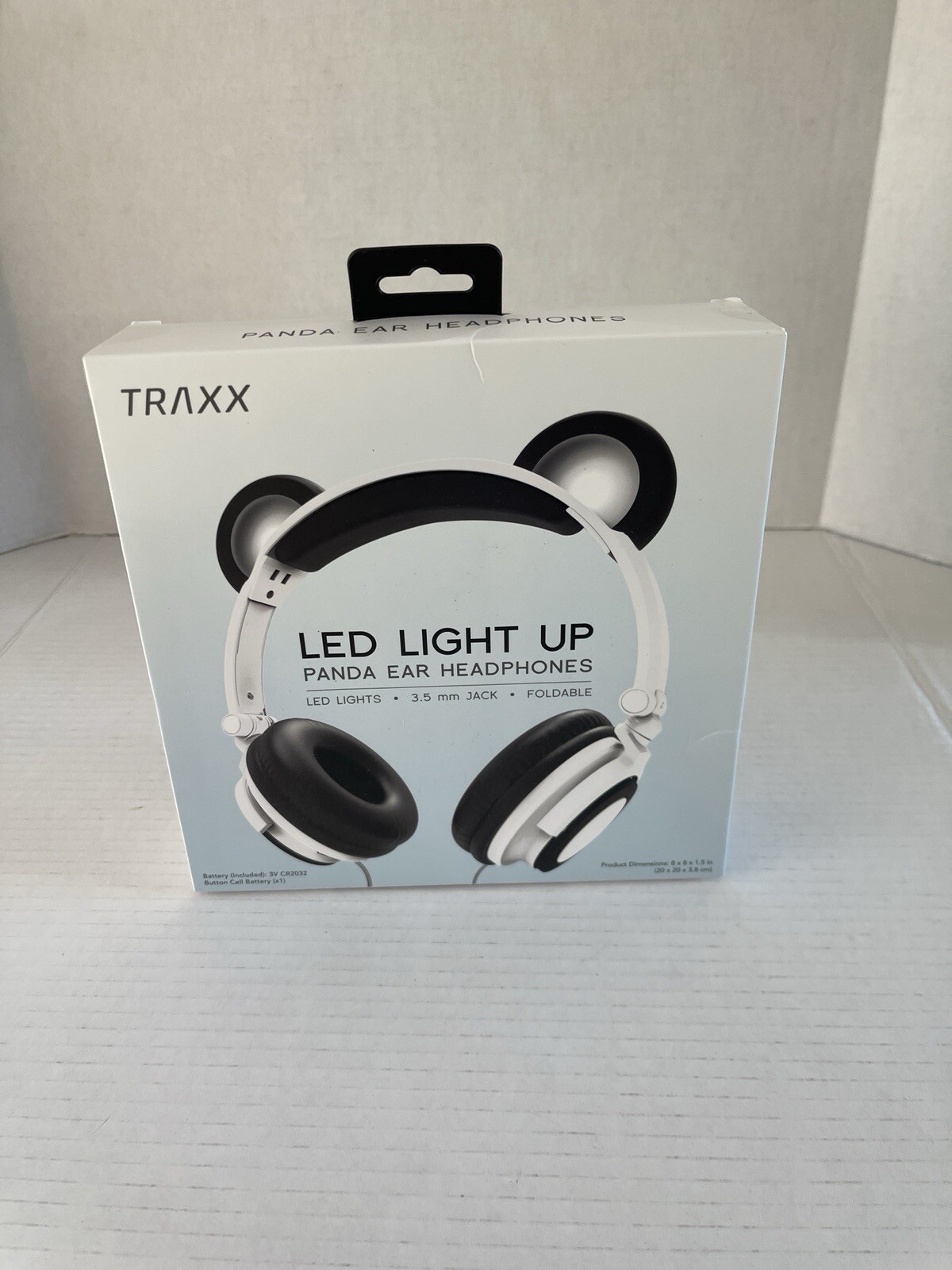 Panda  Ear Headphones LED Light Up Wired & Foldable White Traxx 8