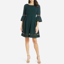 ELIZA J. | Green Bell Sleeve Fit Flare Dress Size 4