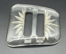 Vintage Clear Large Lucite Reverse Carved Sash Buckle w/Gentle Bow Shape
