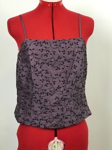 CASUAL-CORNER-Sz-6-Mauve-Embroidered-Beaded-Silk-Cami-Tank-Top-Spaghetti-Strap