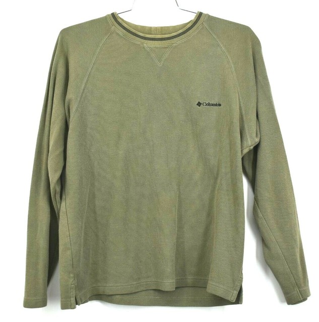 Columbia Mens Olive Green Crew Neck Sweater Long Sleeve Split Hem