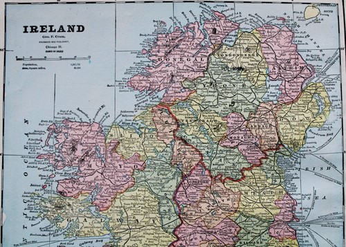 CRAM'S ATLAS MAP PAGE PLATE OF IRELAND AND SCOTLAND 1891 VINTAGE - Picture 2 of 6