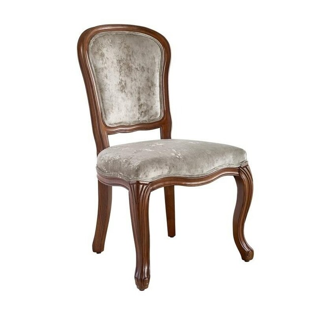 Ember Dark Beige Velvet Walnut Finish Traditional Dining Chairs Set Of 2