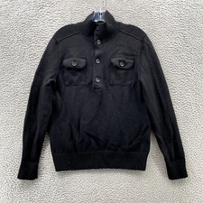 Banana Republic Sweater Adult Small Black Merino Wool 1/4 Button Up Knit Women's