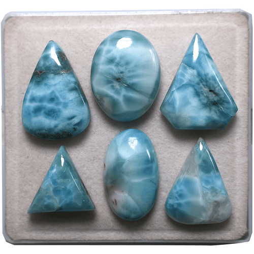 Lot 6 pièces pierres précieuses cabochon naturel dominicain larimar de haute ...