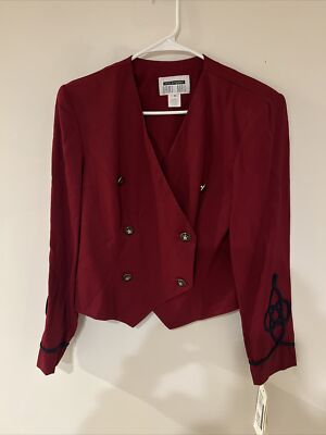 Lois Snyder Dani Max Womens Blazer Sz Red Vintage Collared Jacket